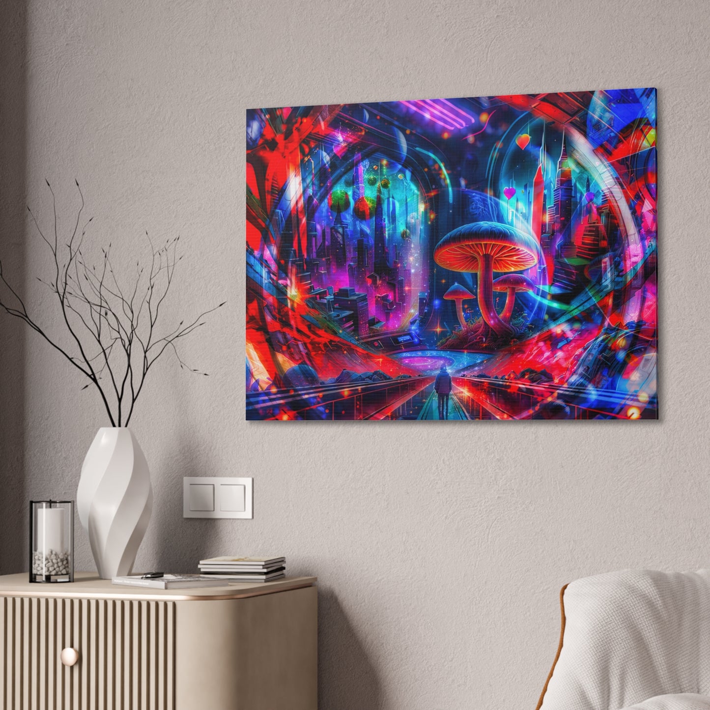 Neon Spore City – Digital Canvas Print by Callahan Indovina